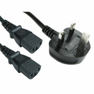UK Plug to 2 x IEC C13